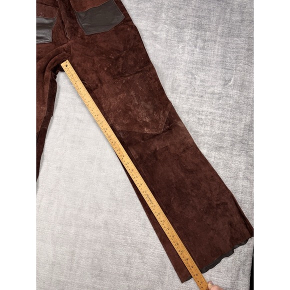 Vtg 60s 70s Suede Leather Pants Mens‎ 30x30 Brown Flared Disco Hippie Handmade - Picture 10 of 11